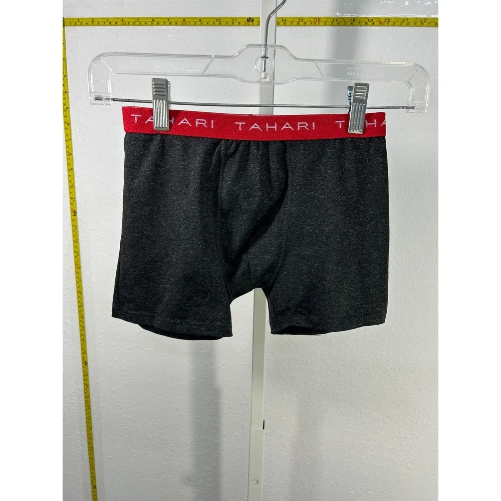 Tahari Boy Gray Heather Boxer Briefs Red‎ Logo Waistband Size L 12/14 Underwear
